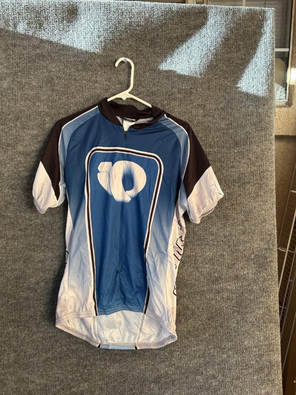 Pearl Izumi Cycling Jersey Mens Large Blue 1/4 Zip Short Sleeve Pockets Bike